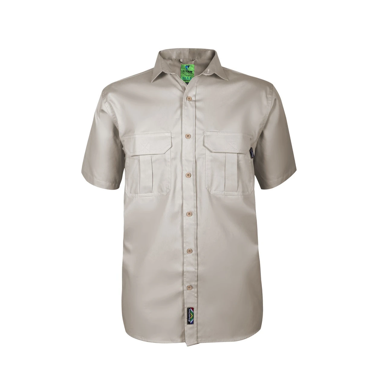 Homegrown man's short sleeve shirt stone